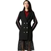 Spliced Double-Breasted Long Sleeve Formal Military Women Coats