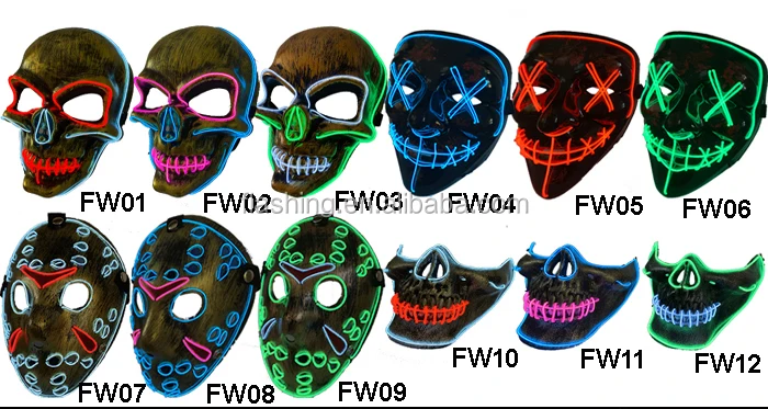 Hot Selling EL Music activated Mask,Neon Mask,neon wire Mask
