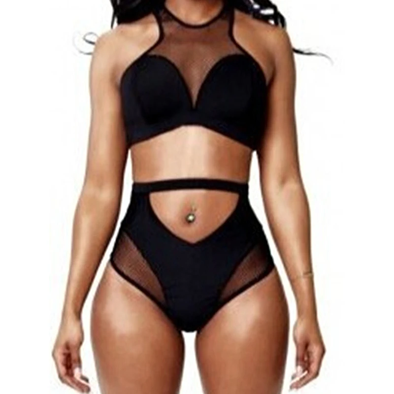 black high neck bathing suit