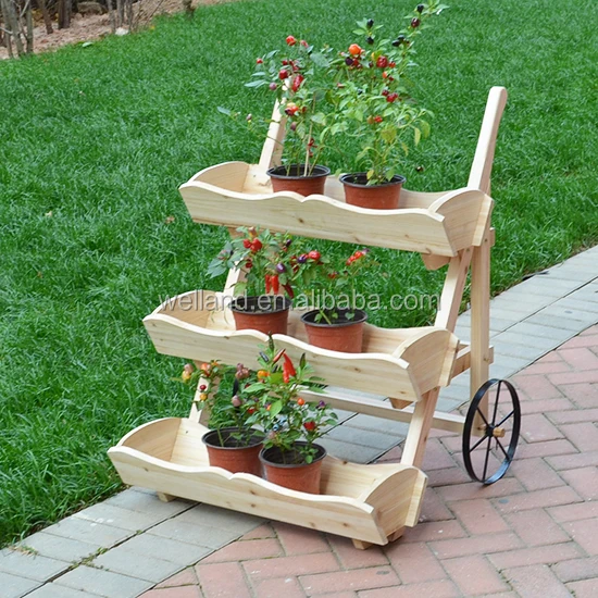 Wheelbarrow Planter Natural Cedar Wood Design Backyard Garden