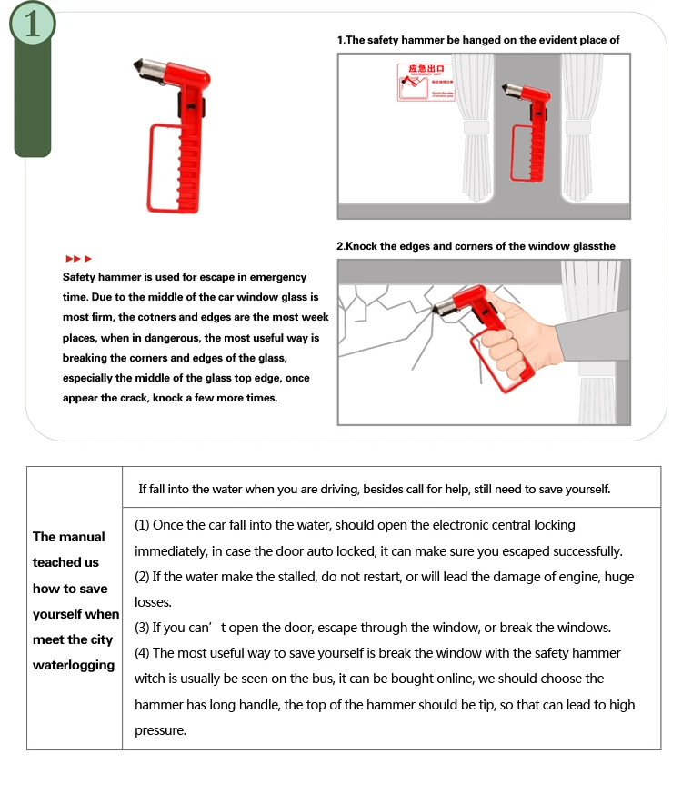 2019 Hongteng car safety emergency hammer and seat belt  tool