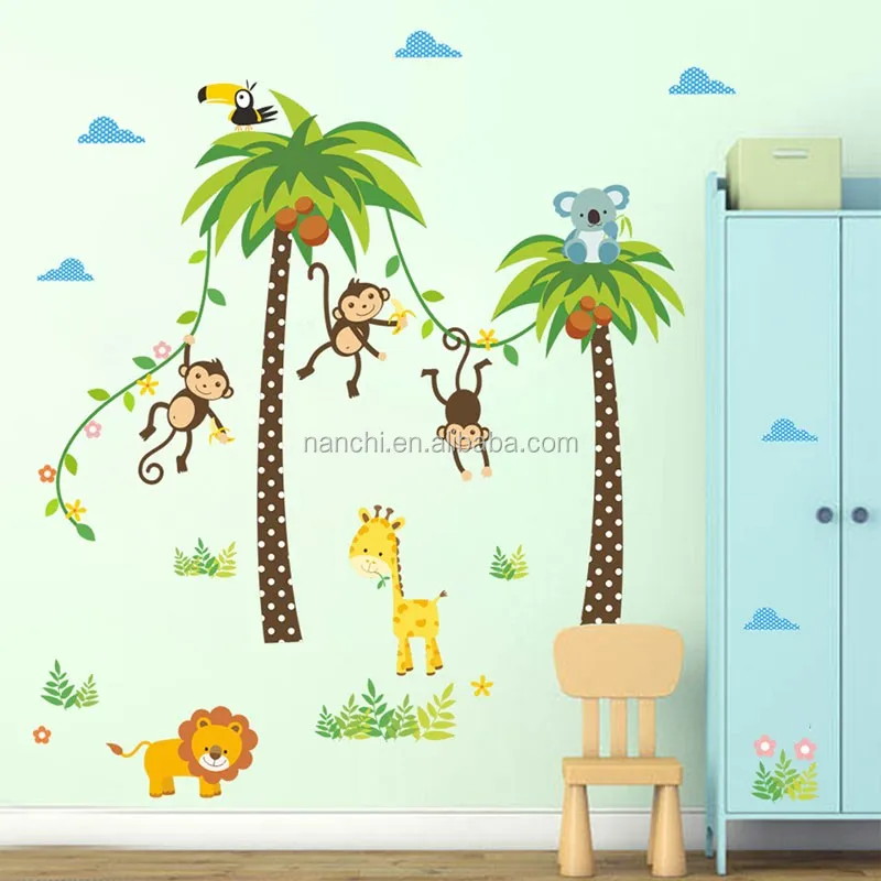 Pohon Palem Kartun Monyet Kamar Anak Anak Dekorasi Dinding Kamar Anak Taman Kanak Kanak Stiker Fitur Dapat Dilepas Buy Kartun Palm Pohon Monyet Anak Anak Hiasan Dinding Ruang Tamu Kamar Tidur Dinding Dekorasi Tk