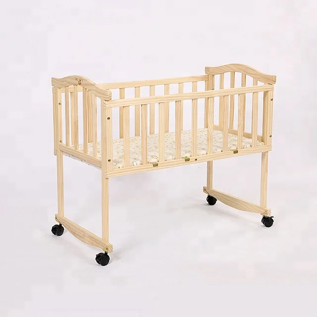 120 60cm Customized Wooden Nursery Baby Bedside Cribs Cot Bed