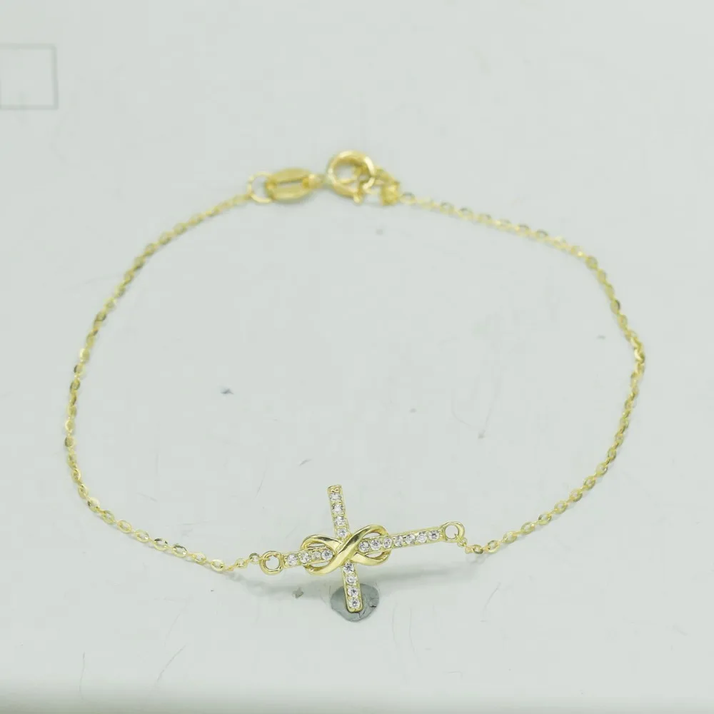 Factory 9k Yellow Gold Bracelet Cross For Women Charm With Cz Bracelets Factory 9k Yellow Gold Bracelet Cross For Women Charm With Cz Bracelets