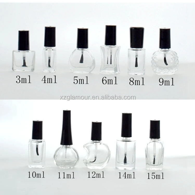 15ml Empty Glass Nail Polish Bottles With Mixing Ball And Brush Cap