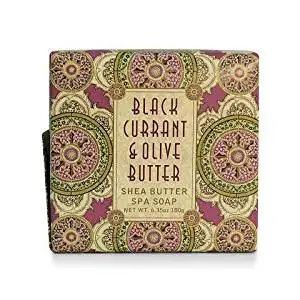 Greenwich Bay Black Currant and Olive Butter Exfoliating Spa Soap - Enriched with Shea Butter, Olive Butter and Black Currant Butter - 6.35 Oz Botanic Vegetable Soap Bar (1 Pack)