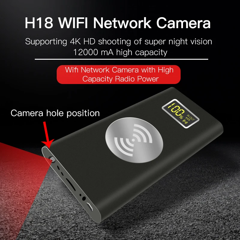 H18 HD 1080P Spy Camera Power Bank Supply 4K Wireless Charging Hidden Camera With Long Recording Time