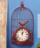 modern red iron wall clock bird cage