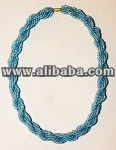 Light Blue Maasai Beaded Necklace - Kenya