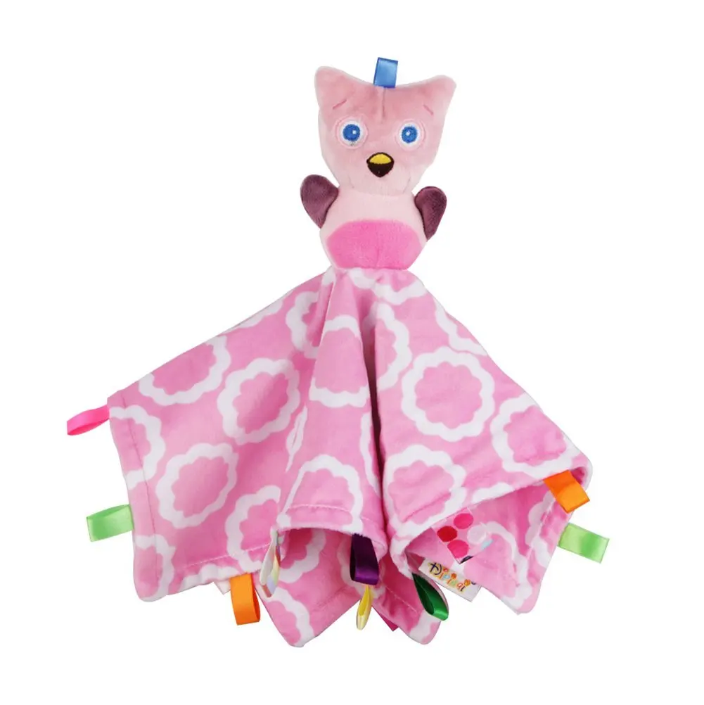 INCHANT Taggies Petals Owl Character Blanket Comforter Comfort Blanket -29cmX29cm (Pink)