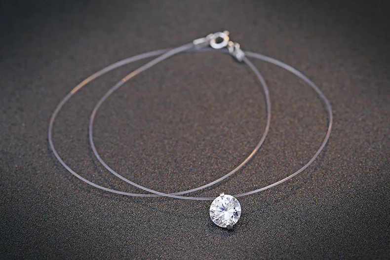 Invisible Chain Necklace Women Transparent Fishing Line Clavicle Chain