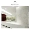 Quartz stone ideas white wall covering with grey veins artificial stone