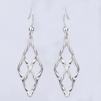 Rectangular Twist Extra Long Post Earrings Fashion Sterling Silver Rectangular Twist Extra Long Post Earrings Fashion Sterling Silver Stud