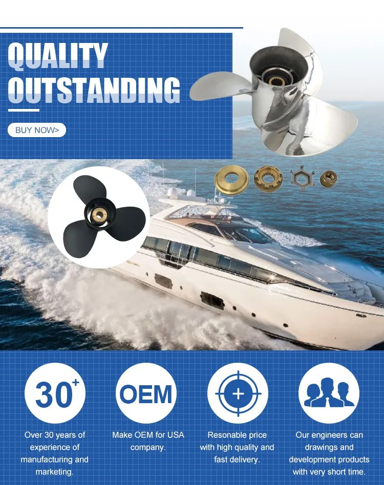 Custom 3 Blade Outboard Boat Stainless Steel Marine Water Propeller For