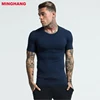 Promotional running t shirt/slim fit blank mens top/compression muscle tee
