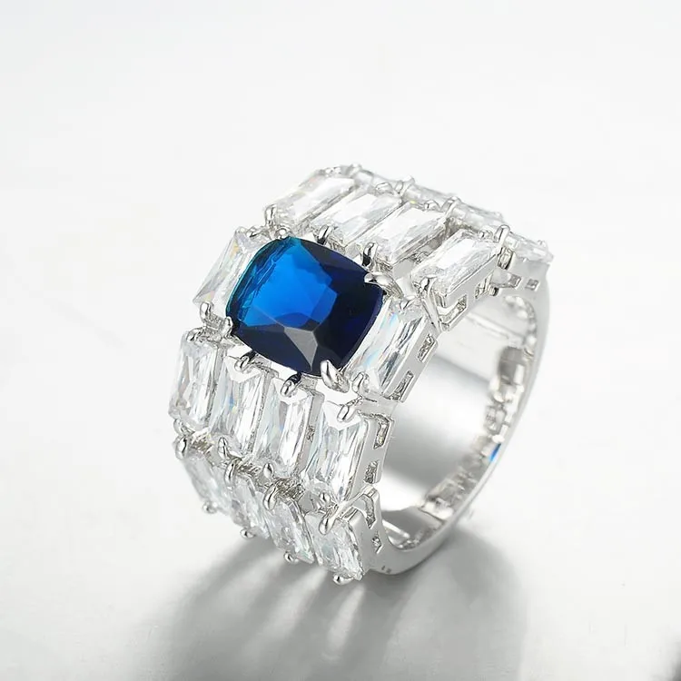 blue sapphire crystal stone ring designs for men