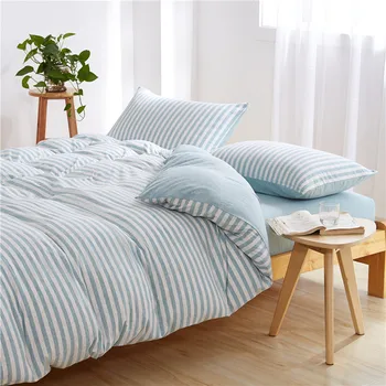 Knitted Japan Muji Bedding Set Sheet Quilt Duvet Cover Stripe Streak ...