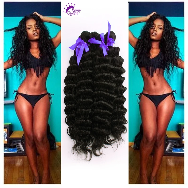 Virgin Indian Deep Curly Hair 5 Bundles 7A Deep Wave Indian Remy Hair Extensions 8 30
