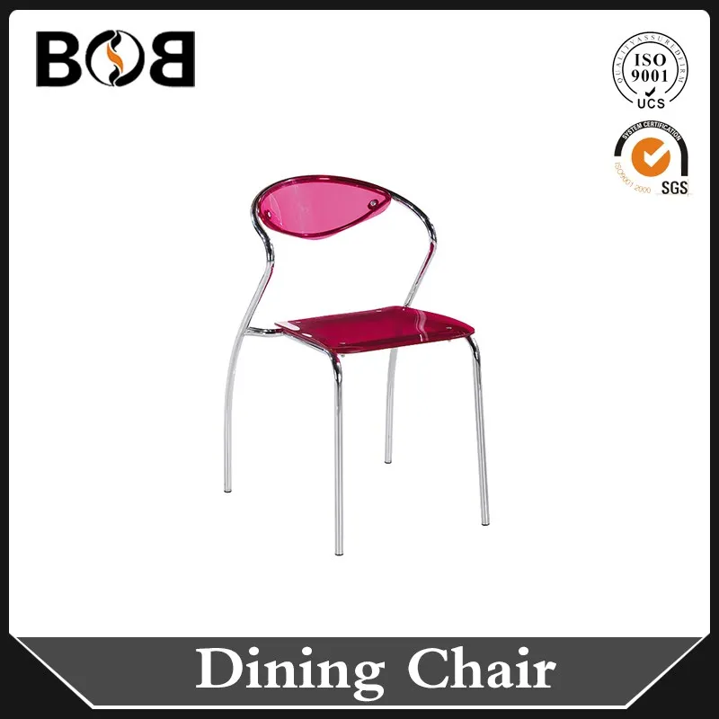 hot sale European style stackable crystal light dining chair with chromed tube in any color
