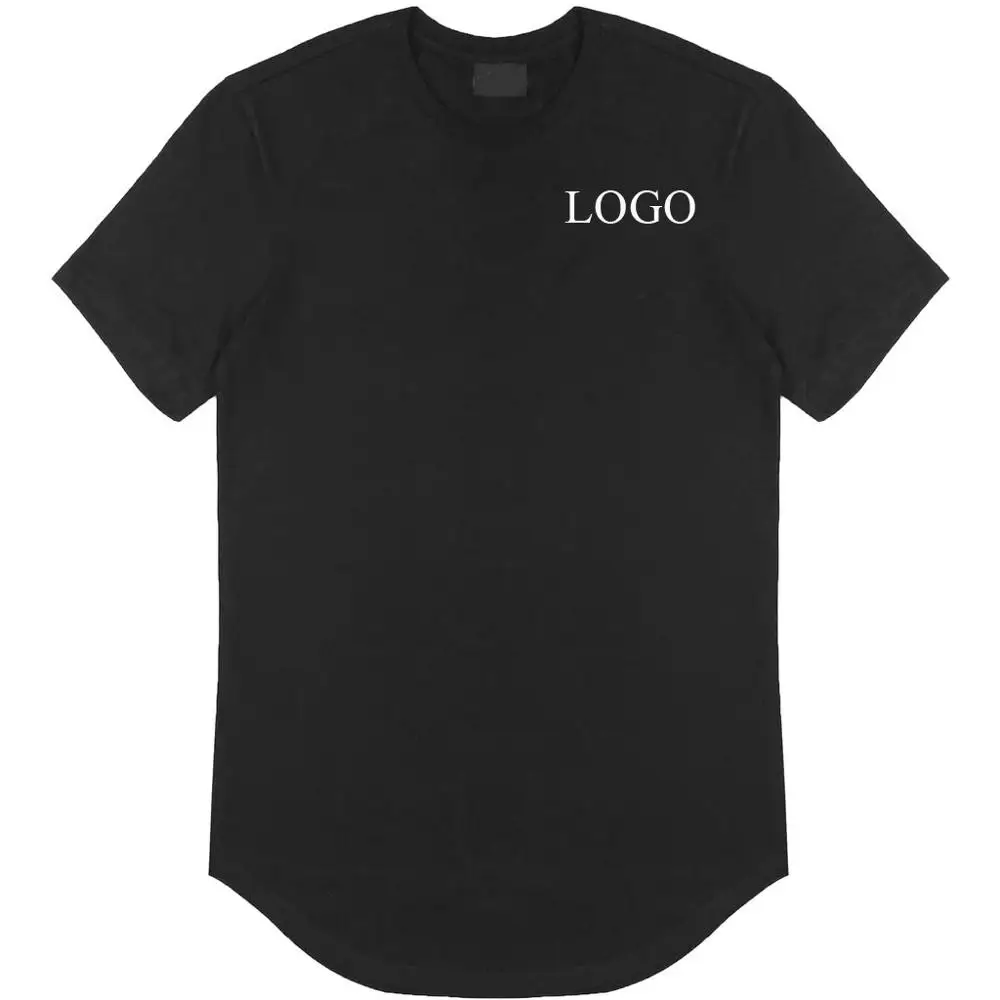 
Summer high quality custom white blank plain round bottom printing 100% cotton mens longline t shirt with your logo 