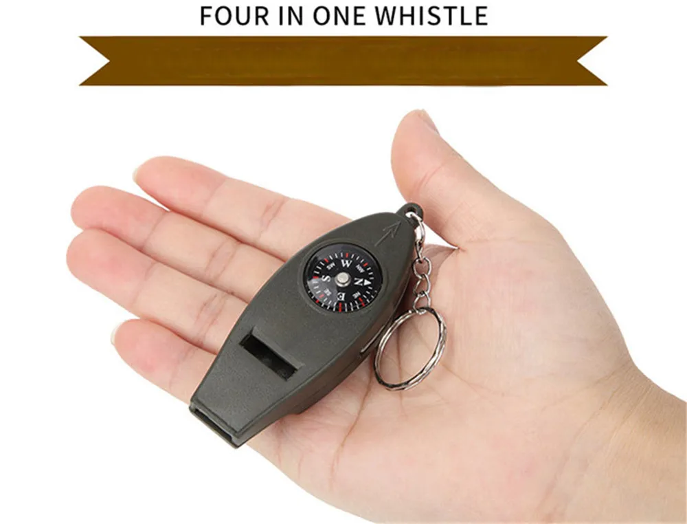 KeyRing  Magnifying Glass w/ Compass EDDIE BAUER Safety Whistle Thermometer 