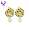 AIDAILA Gold Fashion Jewelry 2019 Round Shape Golden Freshwater Pearl Stud Earrings For Women
