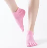 Custom women's and girls Gym Sports five Toe Pilates Ankle Grip Non-Slip 5-Toe yoga Socks