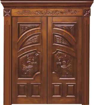 China Supplier Best Design Double Leaf Solid Wood Main Door Models