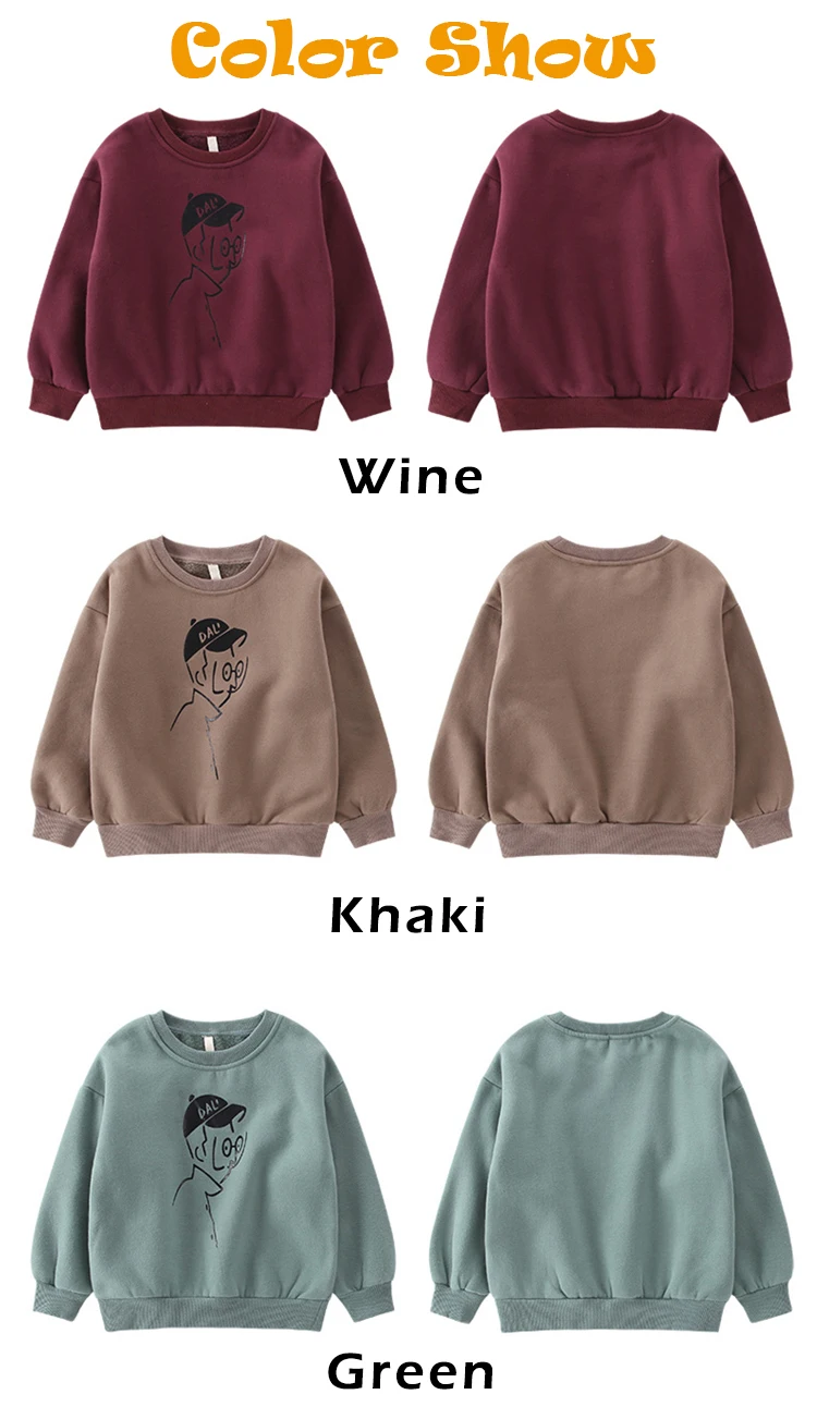 Simple Crew Neck Sweatshirts Pullover Sweatshirt for Men without Hood Cotton Cute Cartoon Fish 