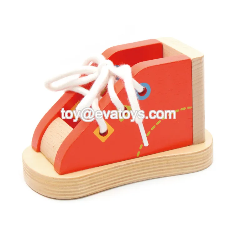 New Hottest Educational Wooden Shoe Tying Toy For Teaching Kids To Tie
