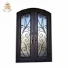Arched wrought iron entry doors, single & double exterior iron front doors design NTED-090Y