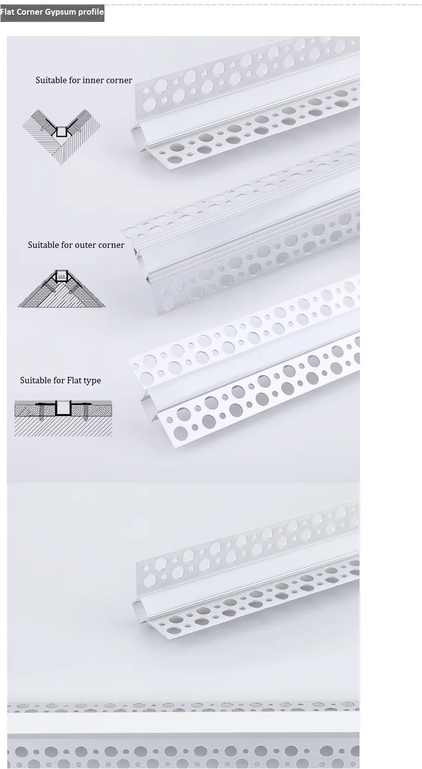 Architectural Gypsum Ceiling Wall Alu Led Channel Light Tile Trim Profile For Led Strip,Wing Recessed Aluminium Led Profile