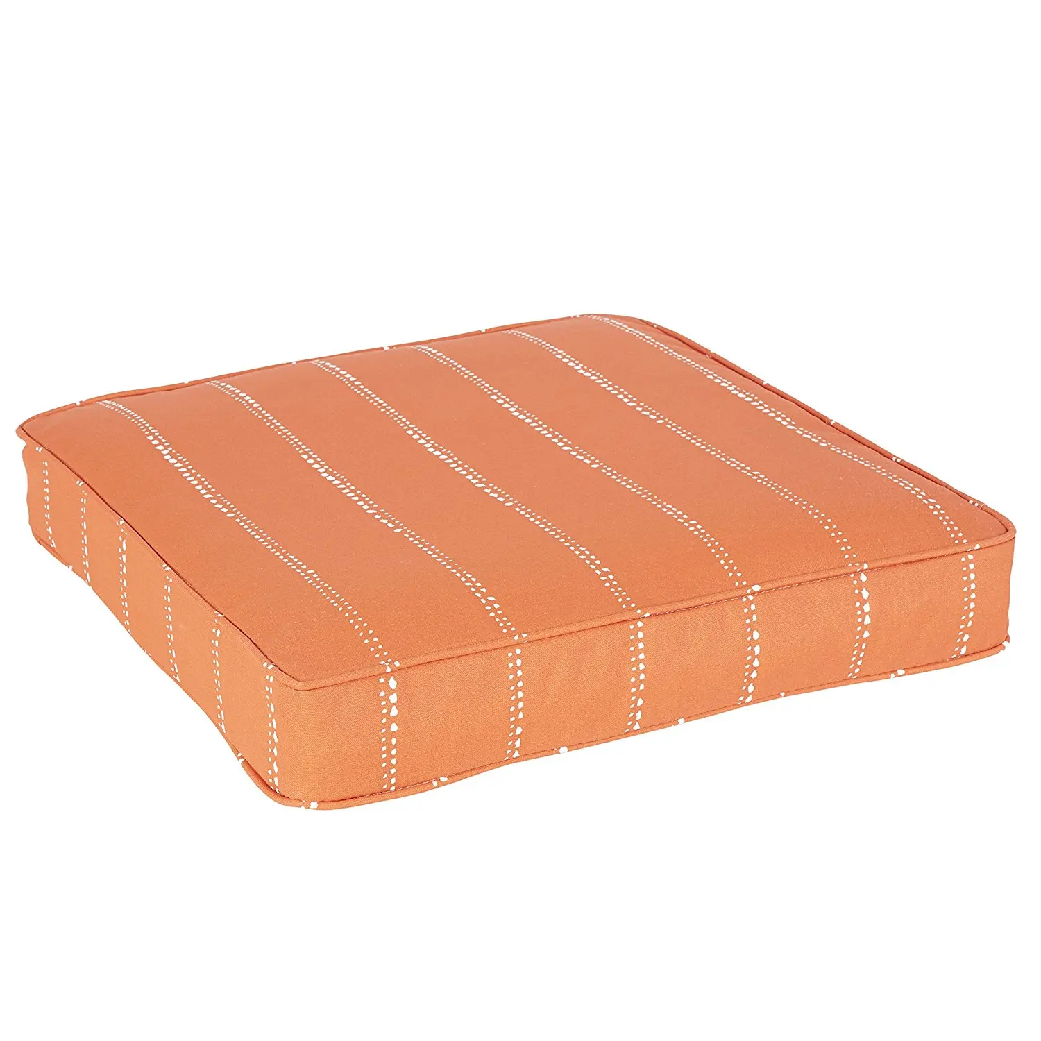 Mozaic Company Perry Orange Dotted Stripes Indoor/ Outdoor Corded Square Chair Cushion 20 Inch