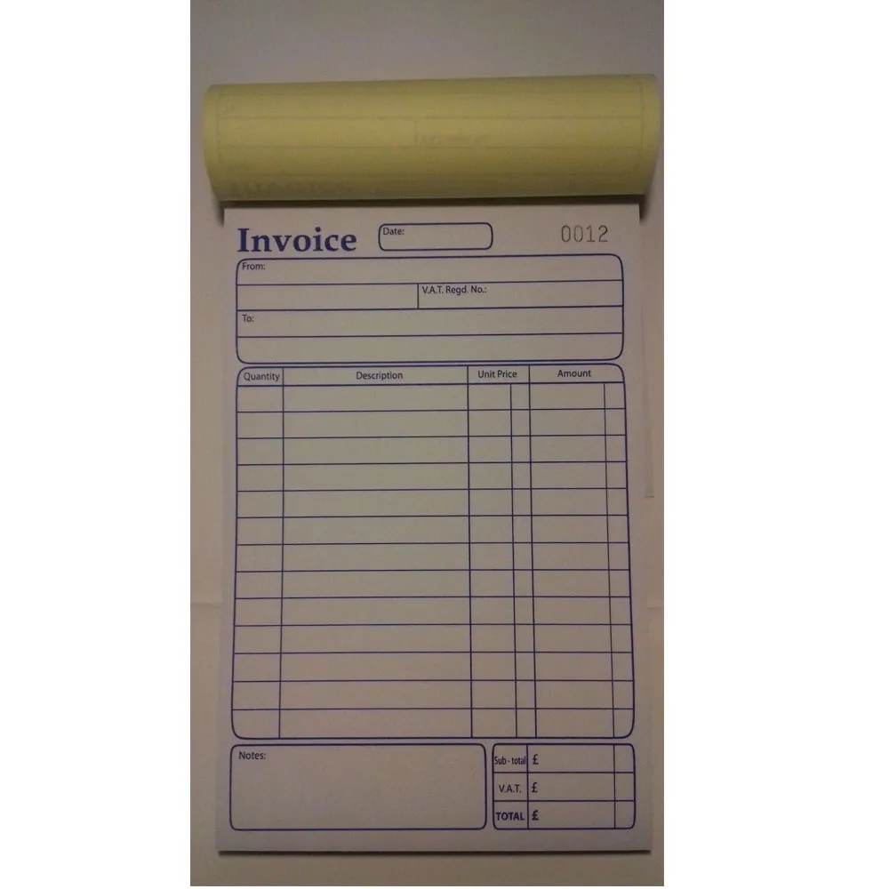 Carbonless Duplicate Invoice Books Serially Numbered - Buy Duplicate ...