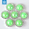 Over 40 colors available Wholesales Colorful Silver Plated Alloy Pearl Crystal Rhinestone Button For Jewelry Garment Accessory