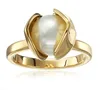 18k Yellow Gold Orchid Plain Pearl Ring