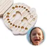 Spanish English Dutch Portugal French Russia Baby Wood Tooth Box Organizer Milk Teeth Storage Collect Teeth Umbilica Save Gifts