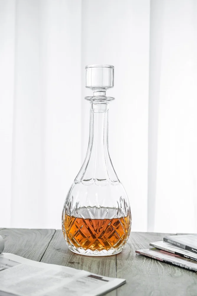 28oz elegant lead free crystal classic glass bottle for wine