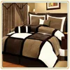 Queen, Black/Brown/White Patchwork 3 Pieces Bedding Set