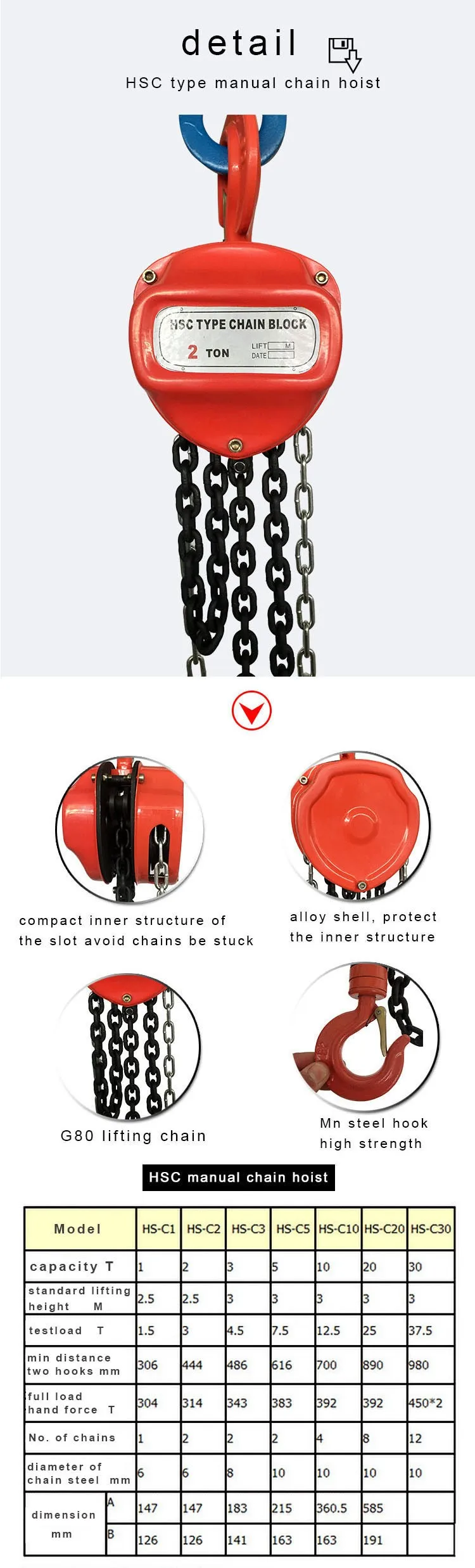 5 ton chain block hand block
