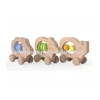 wooden funny kids mini pull-along animal toys set