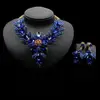 Crystal Rhinestones gold plated Alloy Metal wedding necklace set African jewelry set royal blue JS127-1
