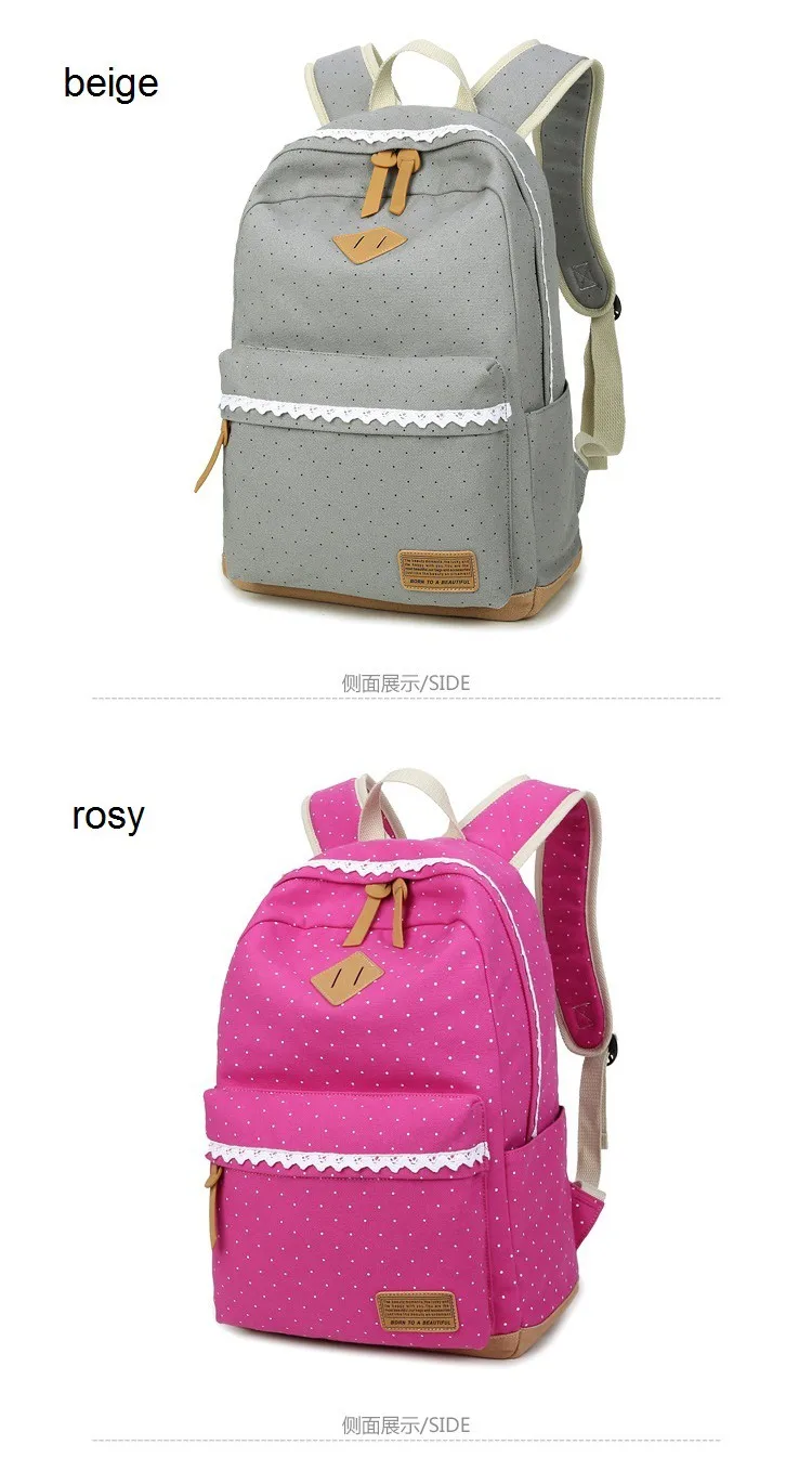 New Design Name Brand Custom Child Zipper Backpacks Canvas Girls