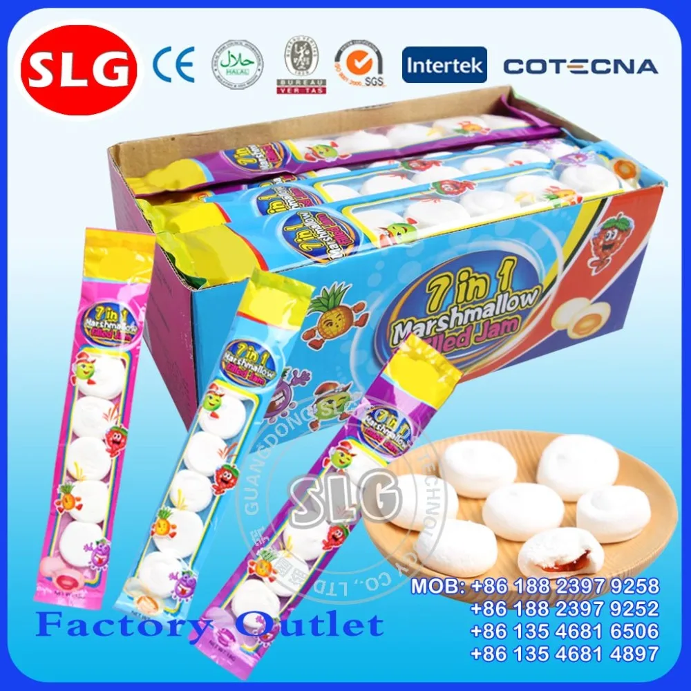Halal Jam Filled Marshmallow 7 In 1 Marshmallow Shantou Manufacturer