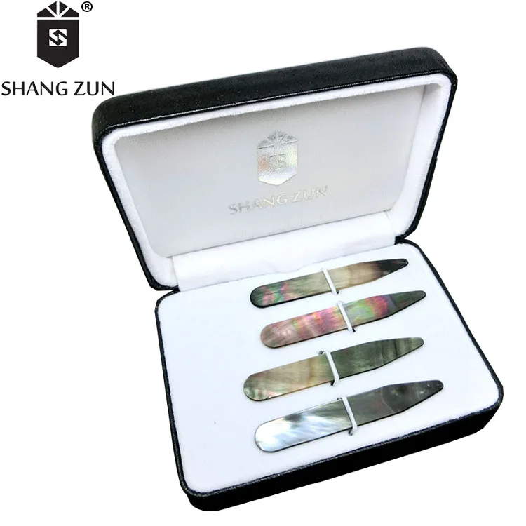 High Quality Custom Collar Stays Mother Of Pearl 4 Pieces In A Box