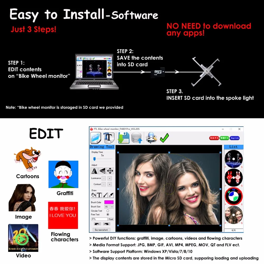 Hot product image programmable LED image Bicycle Spoke Bike Wheel LED Light .jpg