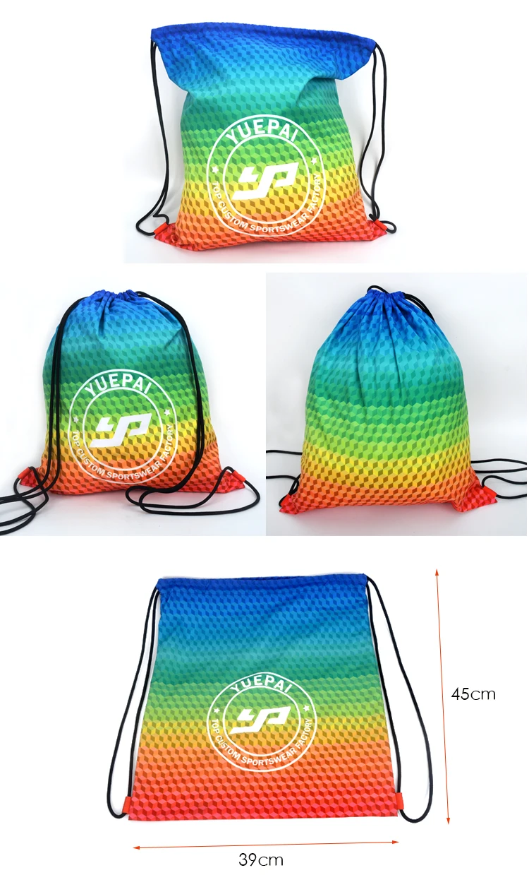 2018 Newest 3D Digital Printing Large Waterproof Sports Drawstring Bag