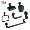 New Design No Drill Plastic Material Simple Black Osculum Type Cheap Bathroom Hardware Sets