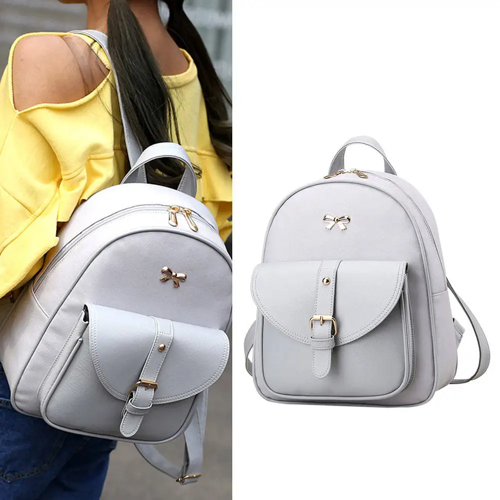 Women Pu Leather Backpack White Leather Girls Shoulder Bag - Buy Girls ...
