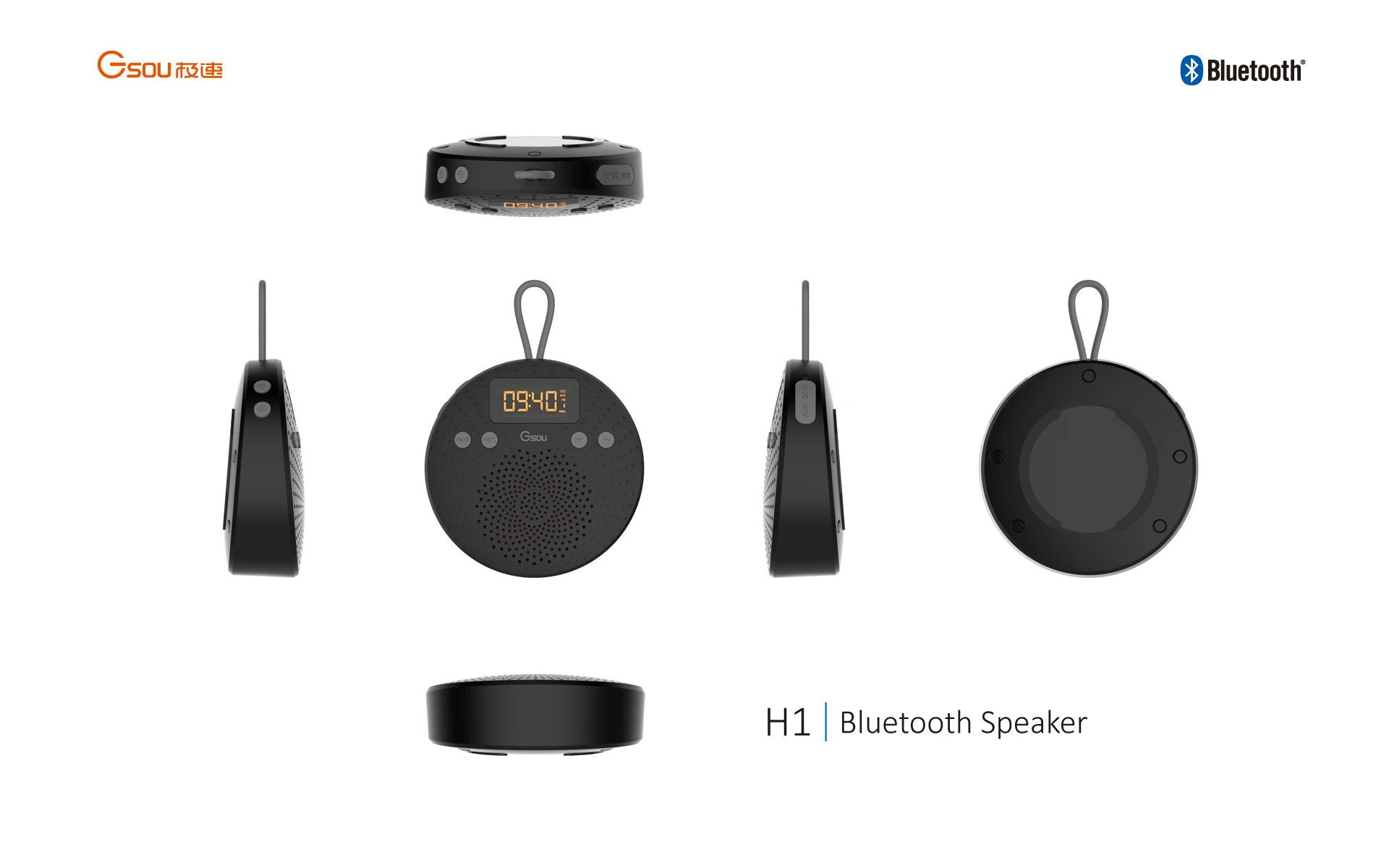 Fm Radio,Alarm Clock,Shower Speaker With Bluetooth Waterproof,Led